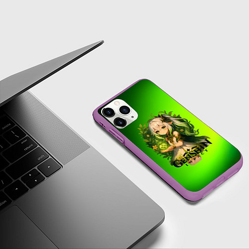 Чехол iPhone 11 Pro матовый Нахида Genshin Impact / 3D-Фиолетовый – фото 3