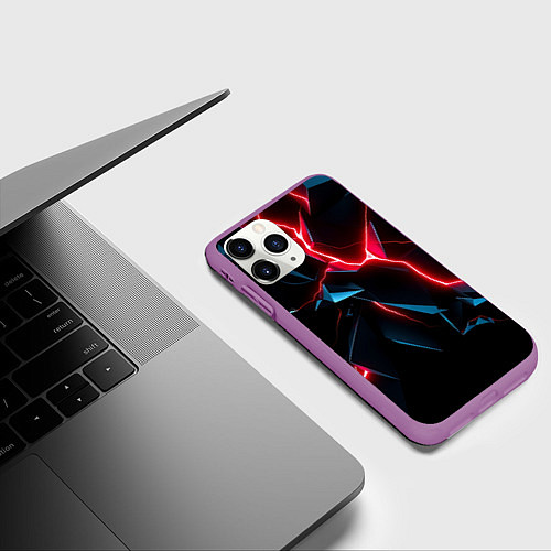 Чехол iPhone 11 Pro матовый Neon multicolored / 3D-Фиолетовый – фото 3