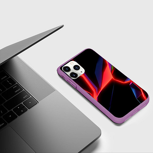 Чехол iPhone 11 Pro матовый Neon red / 3D-Фиолетовый – фото 3