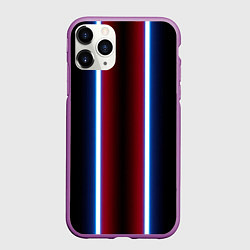 Чехол iPhone 11 Pro матовый Color white blue red neon, цвет: 3D-фиолетовый