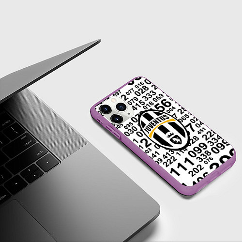 Чехол iPhone 11 Pro матовый Ювентус числа / 3D-Фиолетовый – фото 3