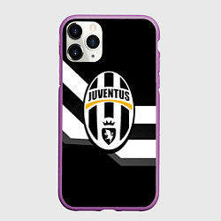 Чехол iPhone 11 Pro матовый Juventus полосы линии, цвет: 3D-фиолетовый