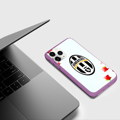 Чехол iPhone 11 Pro матовый Ювентус розы / 3D-Фиолетовый – фото 3