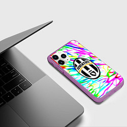 Чехол iPhone 11 Pro матовый Ювентус жидкие краски текстура, цвет: 3D-фиолетовый — фото 2