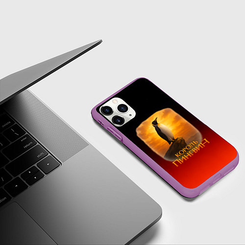 Чехол iPhone 11 Pro матовый Король Пингвин пародия / 3D-Фиолетовый – фото 3