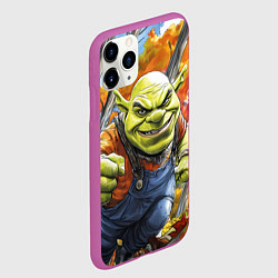Чехол iPhone 11 Pro матовый Шрек в осеннем лесу, цвет: 3D-фиолетовый — фото 2