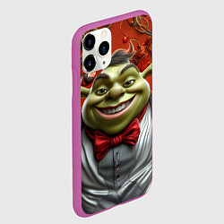 Чехол iPhone 11 Pro матовый Шрек в деловом костюме, цвет: 3D-фиолетовый — фото 2