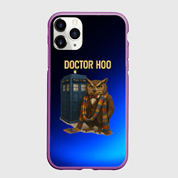 Чехол iPhone 11 Pro матовый Doctor Hoo сова у телефонной будки, цвет: 3D-фиолетовый