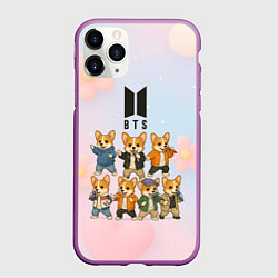 Чехол iPhone 11 Pro матовый Корги BTS, цвет: 3D-фиолетовый