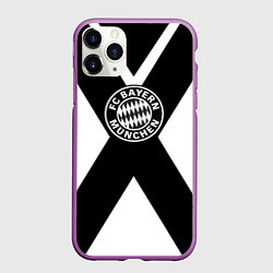 Чехол iPhone 11 Pro матовый Бавария Мюнхен полосы, цвет: 3D-фиолетовый