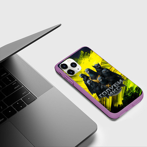 Чехол iPhone 11 Pro матовый Голуби Икс супергерои / 3D-Фиолетовый – фото 3