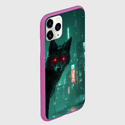 Чехол iPhone 11 Pro матовый Лиса в сияющими глазами в стиле киберпанк, цвет: 3D-фиолетовый — фото 2