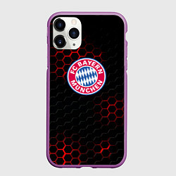 Чехол iPhone 11 Pro матовый Бавария Мюнхен текстура соты, цвет: 3D-фиолетовый