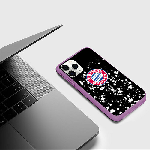 Чехол iPhone 11 Pro матовый Бавария Мюнхен краски / 3D-Фиолетовый – фото 3