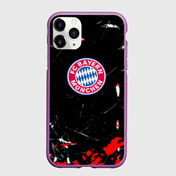 Чехол iPhone 11 Pro матовый Бавария Мюнхен штрихи красок, цвет: 3D-фиолетовый