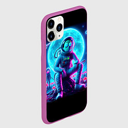 Чехол iPhone 11 Pro матовый Космонавты Рик и Морти - неоновый космос, цвет: 3D-фиолетовый — фото 2