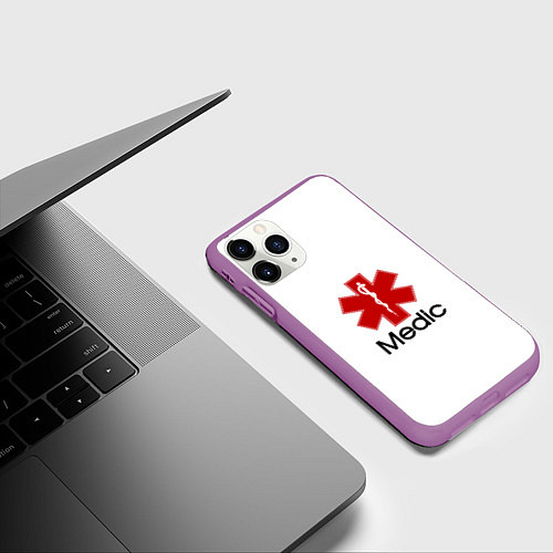 Чехол iPhone 11 Pro матовый Медик / 3D-Фиолетовый – фото 3