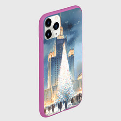 Чехол iPhone 11 Pro матовый Новый год в Москве, цвет: 3D-фиолетовый — фото 2