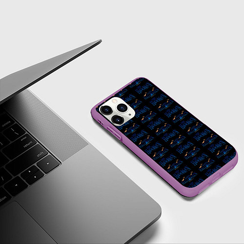 Чехол iPhone 11 Pro матовый Happy halloween pattern / 3D-Фиолетовый – фото 3