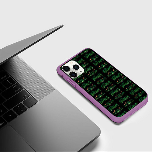 Чехол iPhone 11 Pro матовый Halloween pattern / 3D-Фиолетовый – фото 3