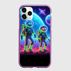 Чехол iPhone 11 Pro матовый Рик и Морти на сказочной неоновой планете