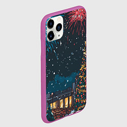 Чехол iPhone 11 Pro матовый Новогодний салют, цвет: 3D-фиолетовый — фото 2