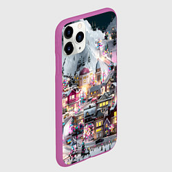 Чехол iPhone 11 Pro матовый Новогодний городок, цвет: 3D-фиолетовый — фото 2