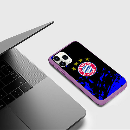 Чехол iPhone 11 Pro матовый Бавария Мюнхен синие краски / 3D-Фиолетовый – фото 3