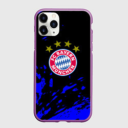 Чехол iPhone 11 Pro матовый Бавария Мюнхен синие краски, цвет: 3D-фиолетовый