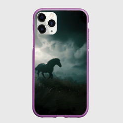 Чехол iPhone 11 Pro матовый Лошадь в поле - буря, цвет: 3D-фиолетовый