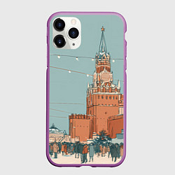 Чехол iPhone 11 Pro матовый Праздничная атмосфера на новый год, цвет: 3D-фиолетовый