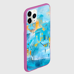 Чехол iPhone 11 Pro матовый Новогодние Московские домики, цвет: 3D-фиолетовый — фото 2
