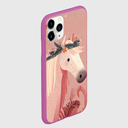Чехол iPhone 11 Pro матовый Лошадка с новогодним венком, цвет: 3D-фиолетовый — фото 2