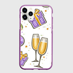 Чехол iPhone 11 Pro матовый Новогодний вайб, цвет: 3D-фиолетовый