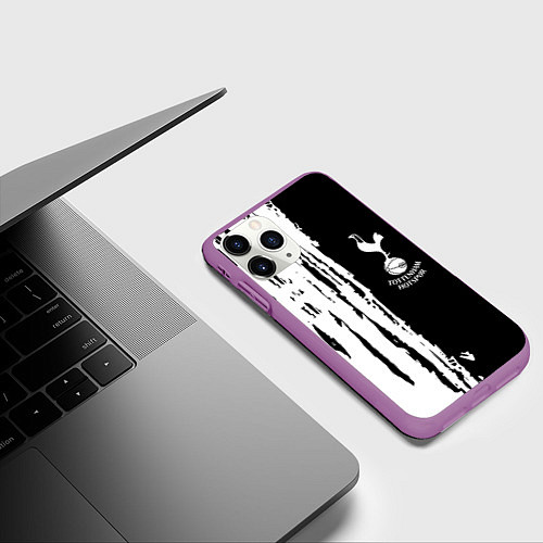 Чехол iPhone 11 Pro матовый Tottenham Hotspur белые краски / 3D-Фиолетовый – фото 3