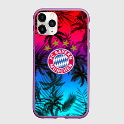 Чехол iPhone 11 Pro матовый Бавария Мюнхен неон тропики, цвет: 3D-фиолетовый