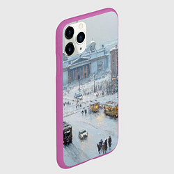 Чехол iPhone 11 Pro матовый Новогодняя улица Питера, цвет: 3D-фиолетовый — фото 2