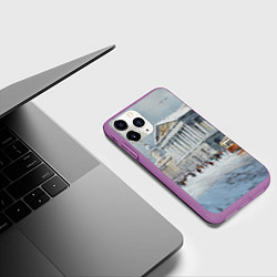Чехол iPhone 11 Pro матовый Зимний Питер красками, цвет: 3D-фиолетовый — фото 2