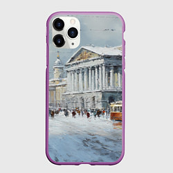 Чехол iPhone 11 Pro матовый Зимний Питер красками, цвет: 3D-фиолетовый