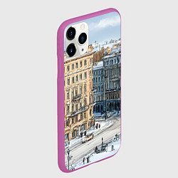 Чехол iPhone 11 Pro матовый Зимняя улица Питера, цвет: 3D-фиолетовый — фото 2