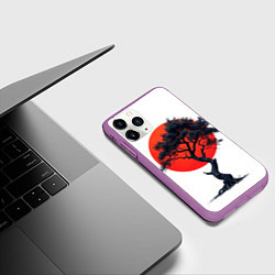 Чехол iPhone 11 Pro матовый Японское дерево и солнце, цвет: 3D-фиолетовый — фото 2