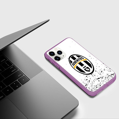 Чехол iPhone 11 Pro матовый Juventus краски текстура всплеск / 3D-Фиолетовый – фото 3