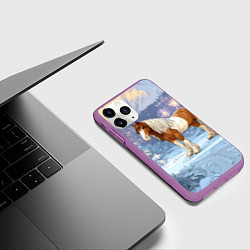 Чехол iPhone 11 Pro матовый Новогодняя лошадка в лесу, цвет: 3D-фиолетовый — фото 2