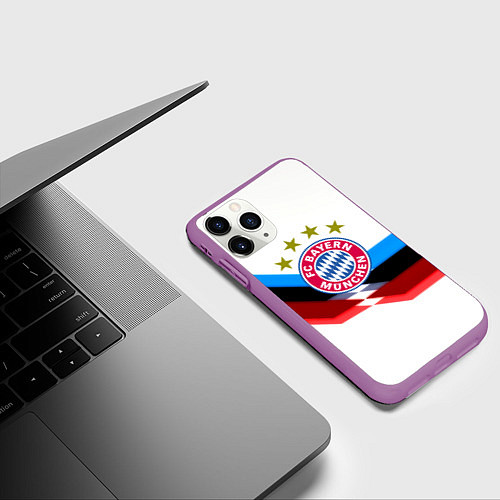 Чехол iPhone 11 Pro матовый Бавария Мюнхен геометрия спорт / 3D-Фиолетовый – фото 3