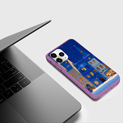 Чехол iPhone 11 Pro матовый Синяя новогодняя елочка во дворе, цвет: 3D-фиолетовый — фото 2