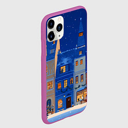 Чехол iPhone 11 Pro матовый Синяя новогодняя елочка во дворе, цвет: 3D-фиолетовый — фото 2