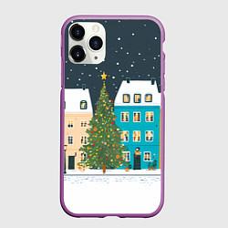Чехол iPhone 11 Pro матовый Новогодний снежный город
