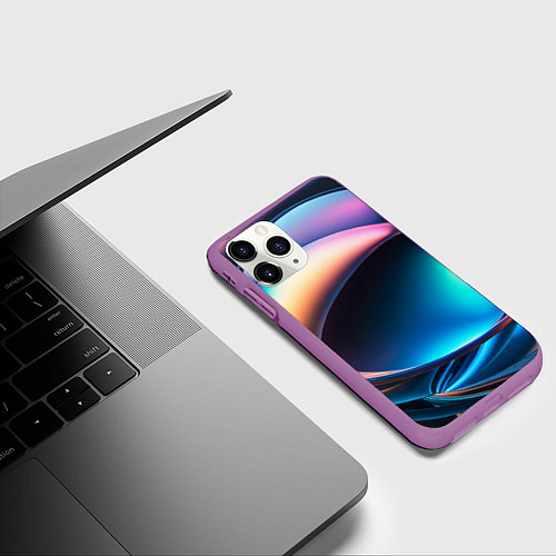 Чехол iPhone 11 Pro матовый Галактический шар / 3D-Фиолетовый – фото 3