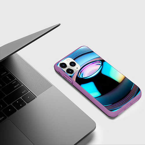 Чехол iPhone 11 Pro матовый Галактический шар / 3D-Фиолетовый – фото 3