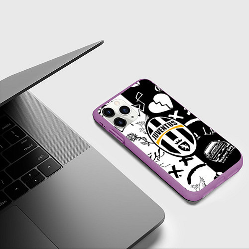 Чехол iPhone 11 Pro матовый Lill Peep x juventus logo / 3D-Фиолетовый – фото 3